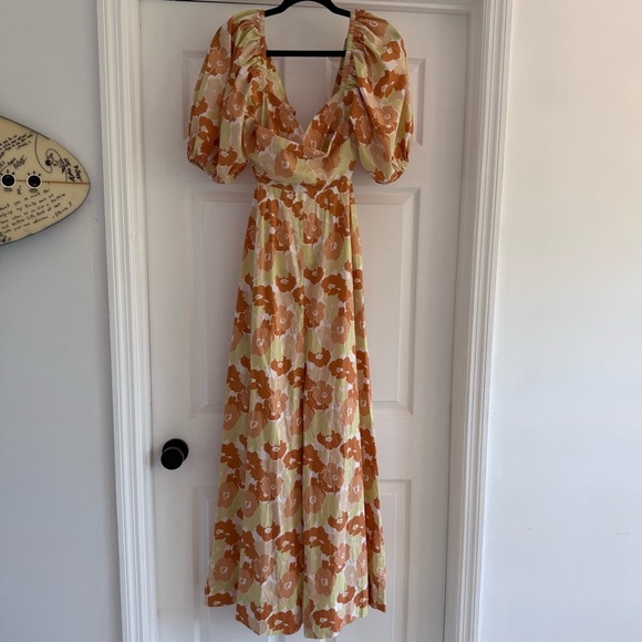 MOLLY GREEN Orange Floral Giovanna Jumpsuit M - Picture 2 of 9